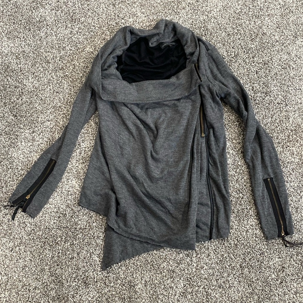 Grey side zip blouse